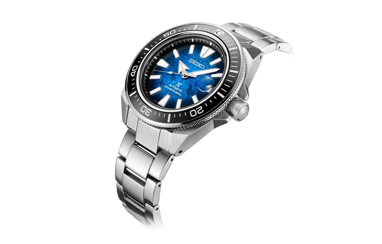 Men's SEIKO PROSPEX Series Sapphire Lens Warrior Gradient Blue Steel Strip 200 Meter Waterproof Mechanical Watch SRPE33K1