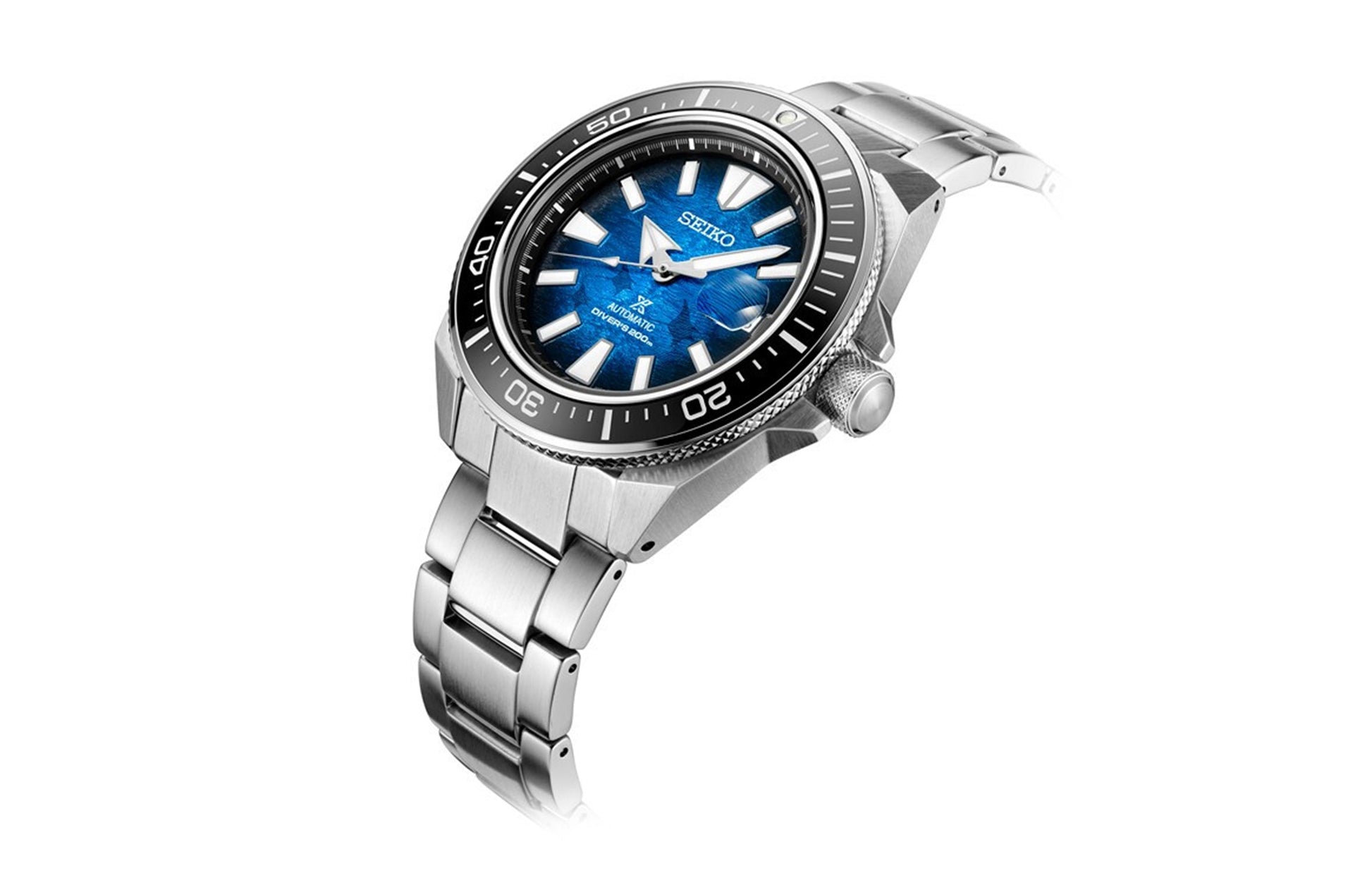 Men's SEIKO PROSPEX Series Sapphire Lens Warrior Gradient Blue Steel Strip 200 Meter Waterproof Mechanical Watch SRPE33K1