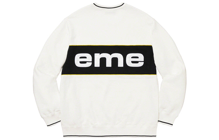 Supreme FW19 Week 7 Piping Crewneck Alphabet Patch Edging Round Neck Unisex White SUP-FW19-656