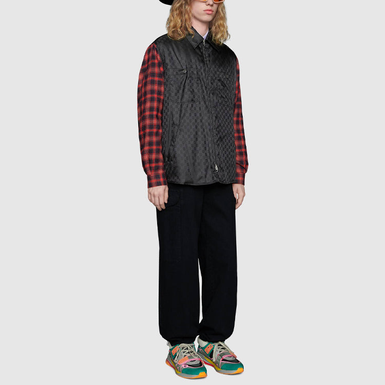 Gucci GG Nylon Shirt With Check Sleeves 'Black' 604113-Z4039-1043