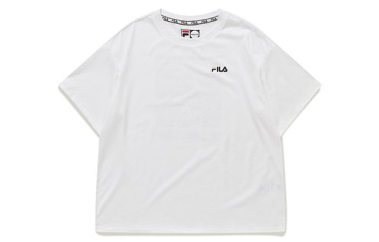 (WMNS) Fila logo Alphabet Printing Loose Short Sleeve White T11W021103F-WT