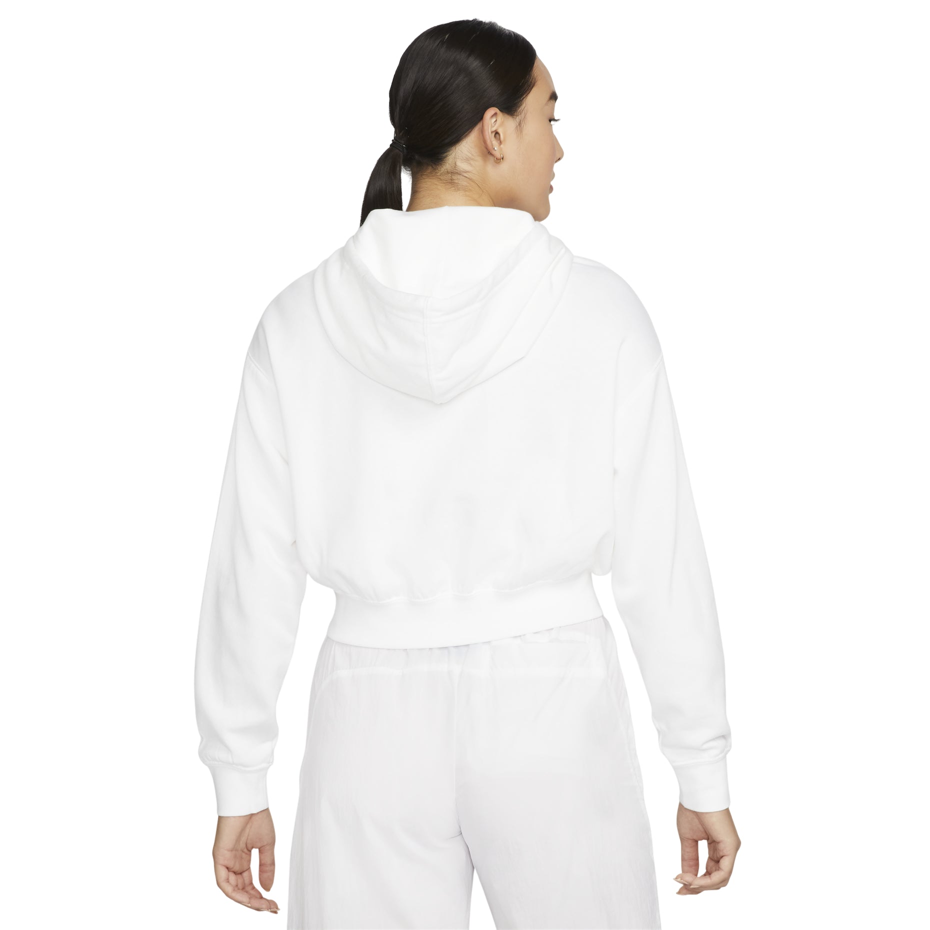 (WMNS) Nike Sportswear Logo Embroidered Loose Fleece Hoodie White DO7257-100