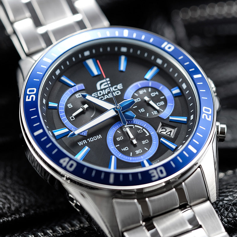 CASIO EDIFICE Waterproof Men Silver/ Mens Blue Analog EFR-552D-1A2VUPR