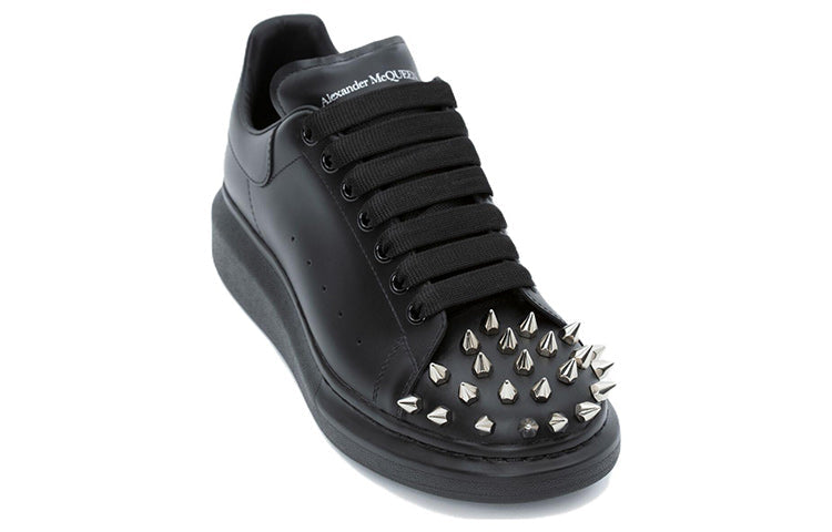 Alexander McQueen Leather Spike Larry Sneakers 'Black' 705807WHTQQ1081