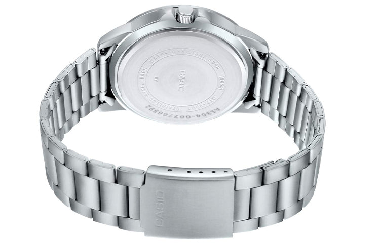 CASIO DRESSSeries Business Men'ses Silver/Blue Stainless Steel Strap Mens SilverBlue Analog MTP-VD01D-2EV