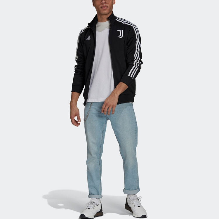 adidas Juve 3S Trk Top Contrasting Colors Stripe Soccer/Football Sports Jacket Black GR2929