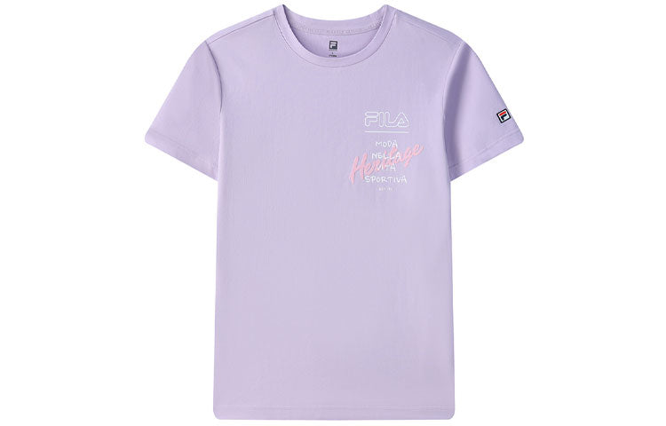 FILA Athletics Casual Sports Breathable Alphabet Printing Short Sleeve Purple A51M123108F-VT