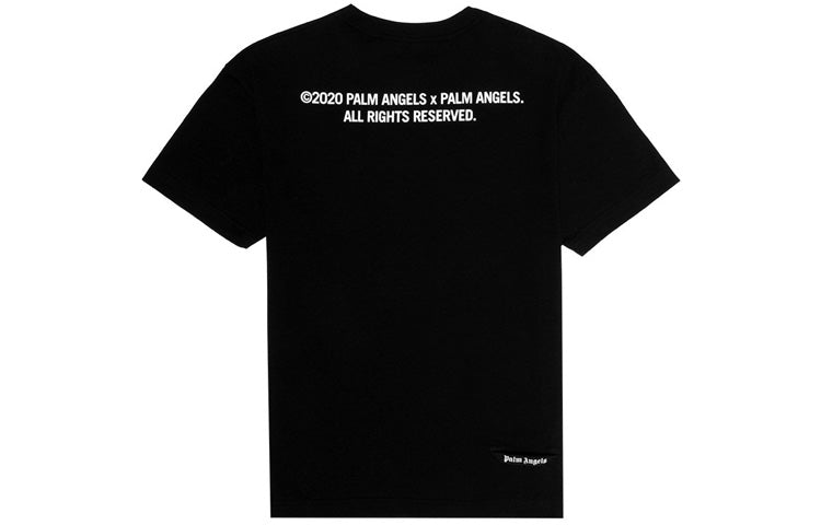 Men's PALM ANGELS Palm Logo Tee Chest Brown logo Short Sleeve Black PMAA038R207520371001