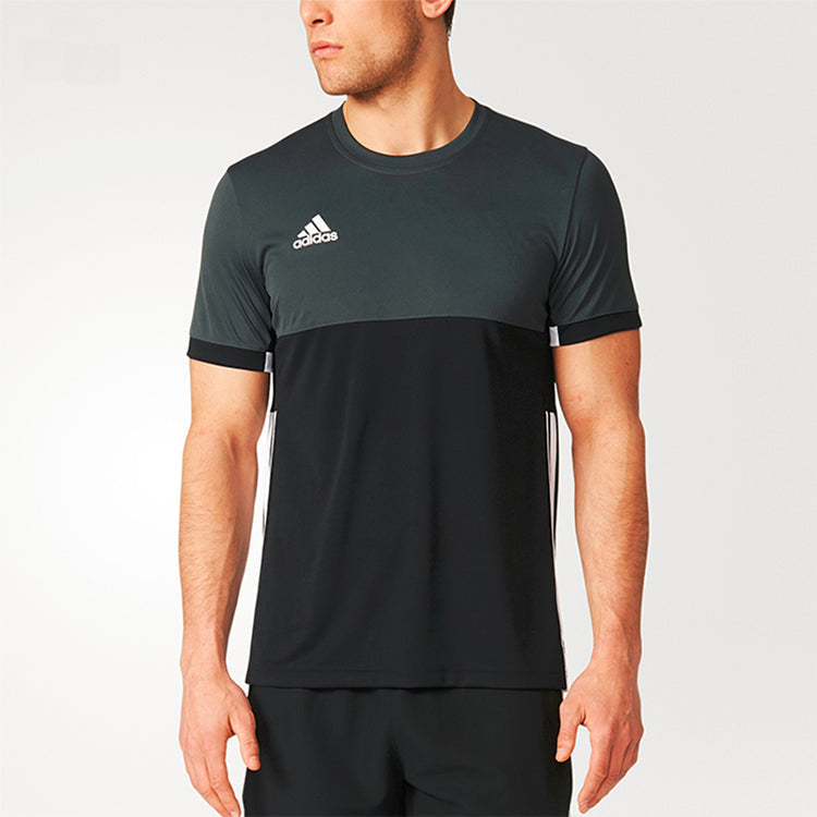 adidas Round Neck Sports Short Sleeve Gray Black AJ5444