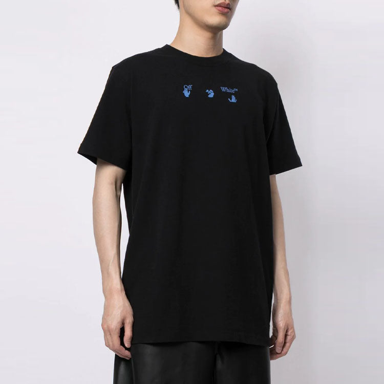 Off-White SS21 Logo Pattern Printing Short Sleeve Loose Fit Black OMAA027S21JER0191045