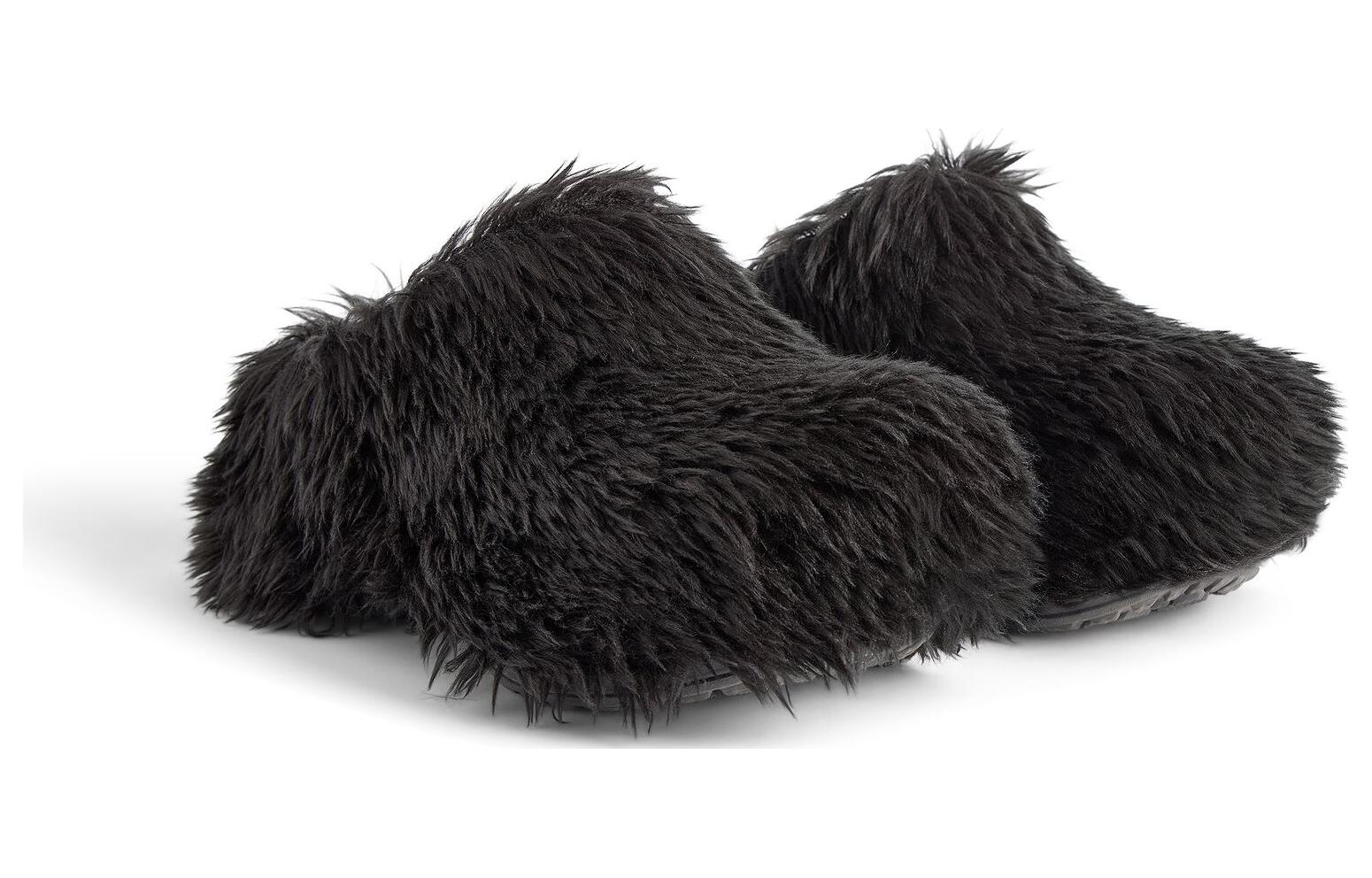 (WMNS) Balenciaga Crocs Mules 'Black Fake Fur on Rubber' 720762W0FOU1000