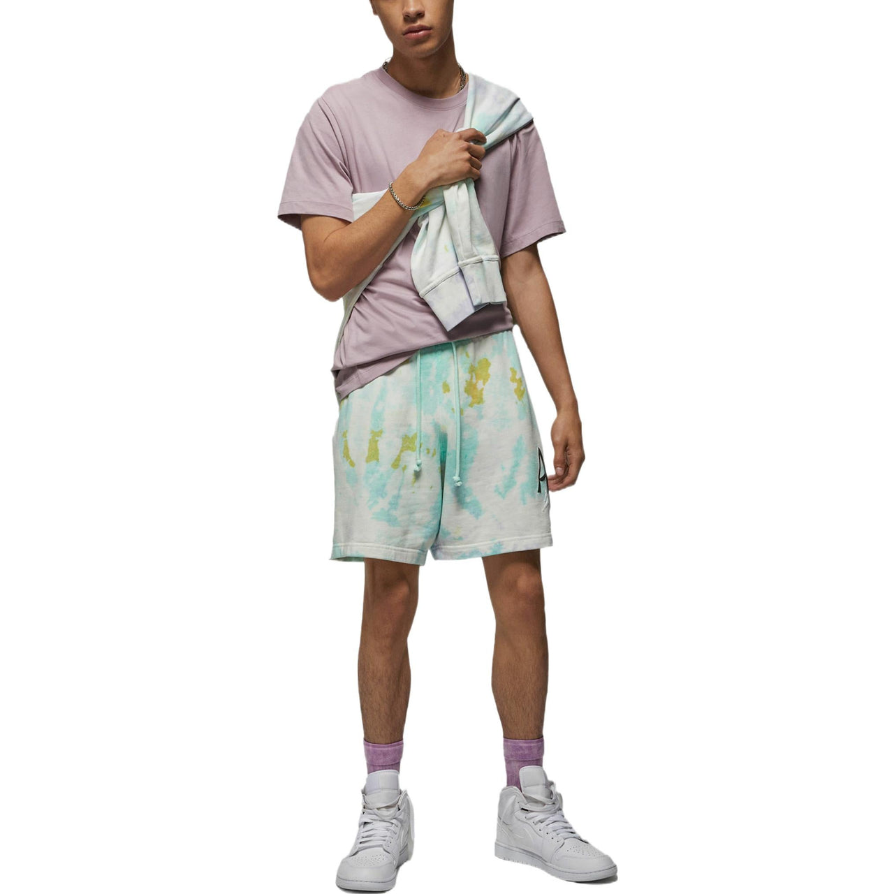 Men's Air Jordan Tie Dye Logo Knit Shorts Green DM1871-530