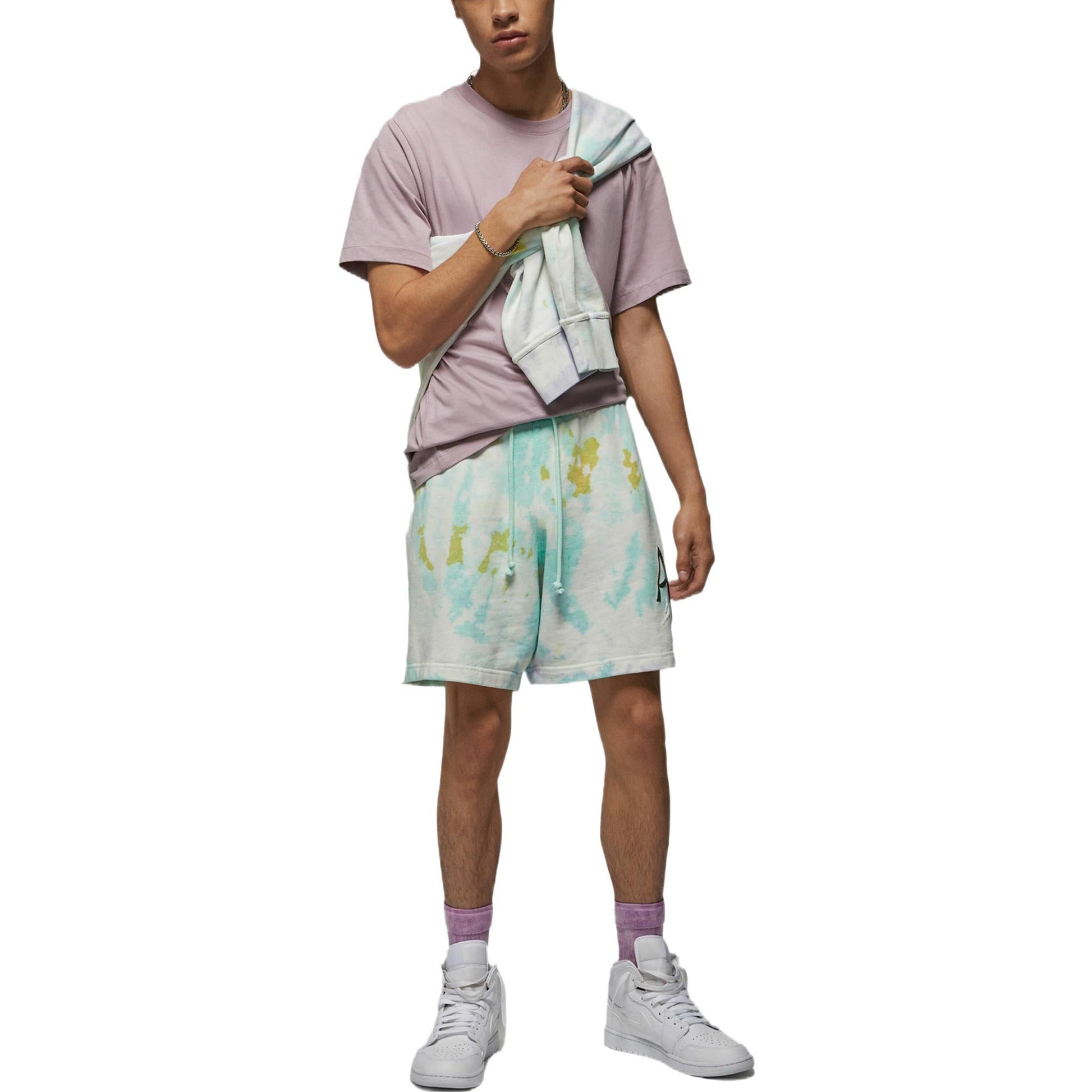 Men's Air Jordan Tie Dye Logo Knit Shorts Green DM1871-530