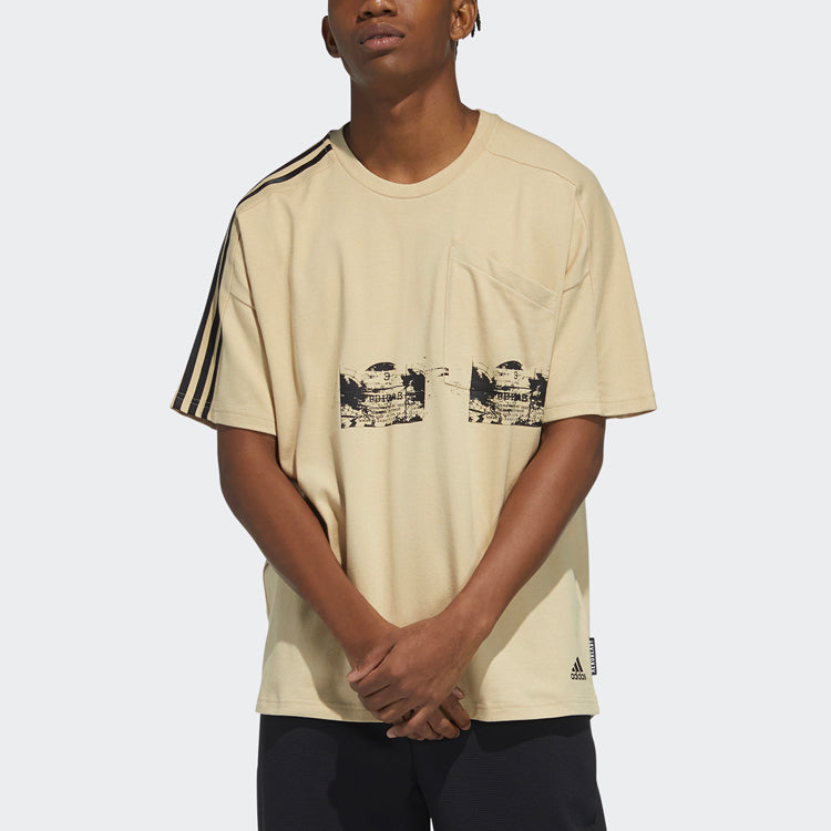 adidas M Artst Gr Tee Printing Sports Round Neck Short Sleeve Beige GN0770