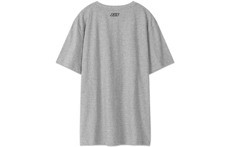 Men's Skechers Contrasting Colors LOGO Printing Knit Short Sleeve Gray L220M003-004F