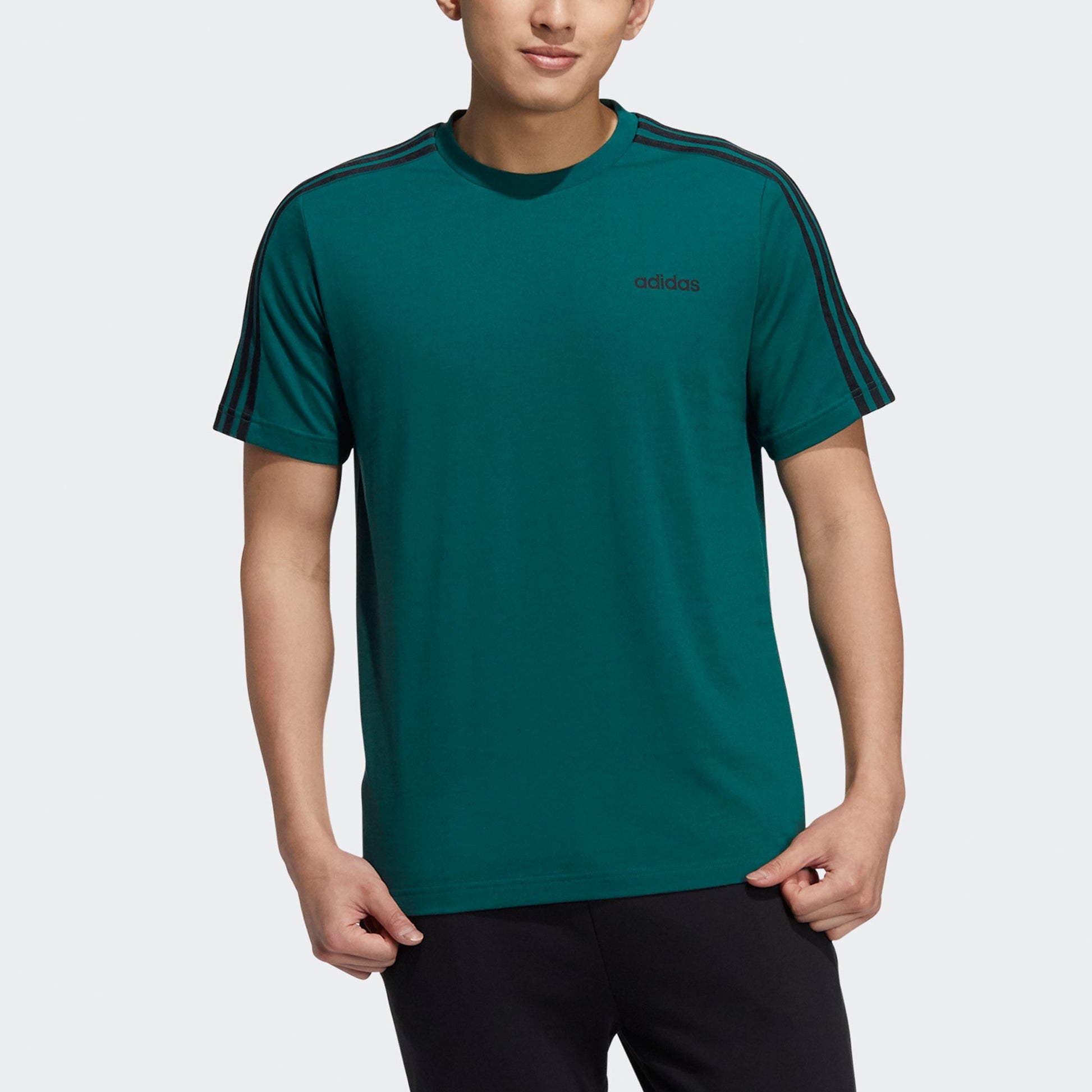 adidas neo M Ce 3s Tee Stripe Logo Sports Round Neck Short Sleeve Green HC9950