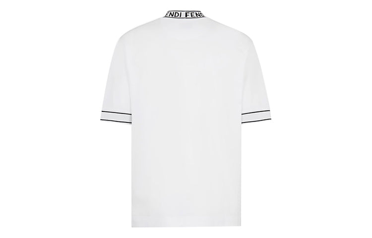 Men's FENDI AW20 Cotton High Collar Short Sleeve White FY1040ACN3F0QA0