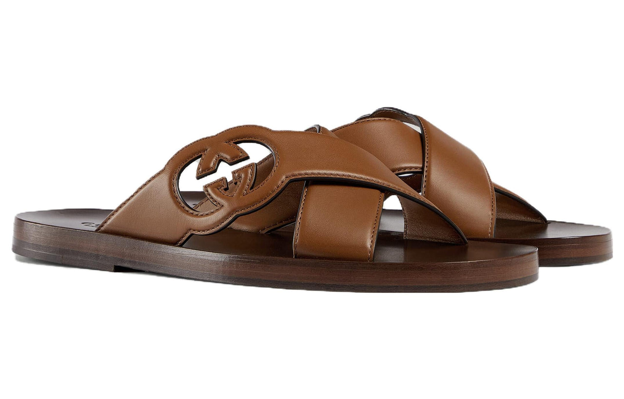 Gucci Side Interlocking G Slide Sandals 'Brown' 738471-US000-2535