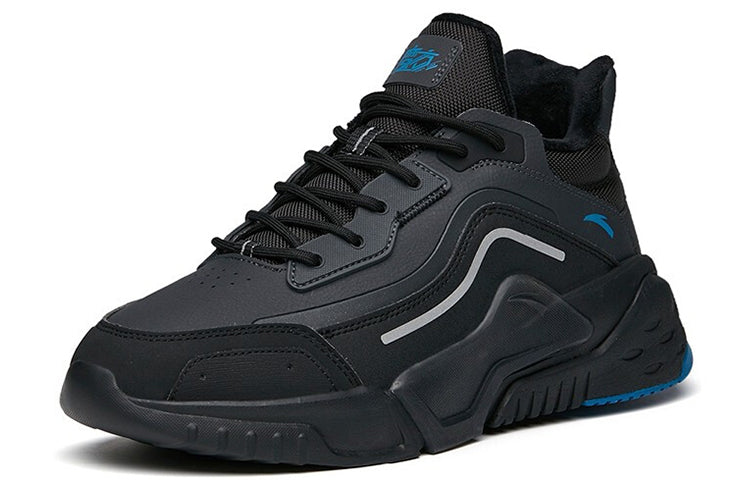ANTA Runninng Series Sneakers Leather Fleeced 'Black Blue' 112148980-3