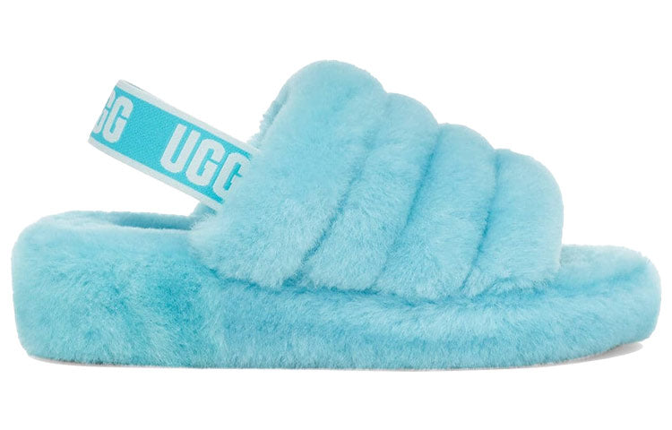 (WMNS) UGG Fluff Yeah Slide Thick Sole Blue Slippers 1095119-CRWT