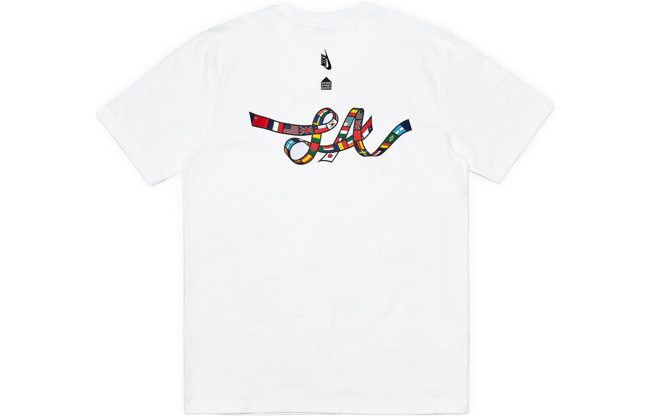 Men's Nike x DSM Crossover Alphabet Printing Pattern Pullover Round Neck Short Sleeve White T-Shirt AT1766-100