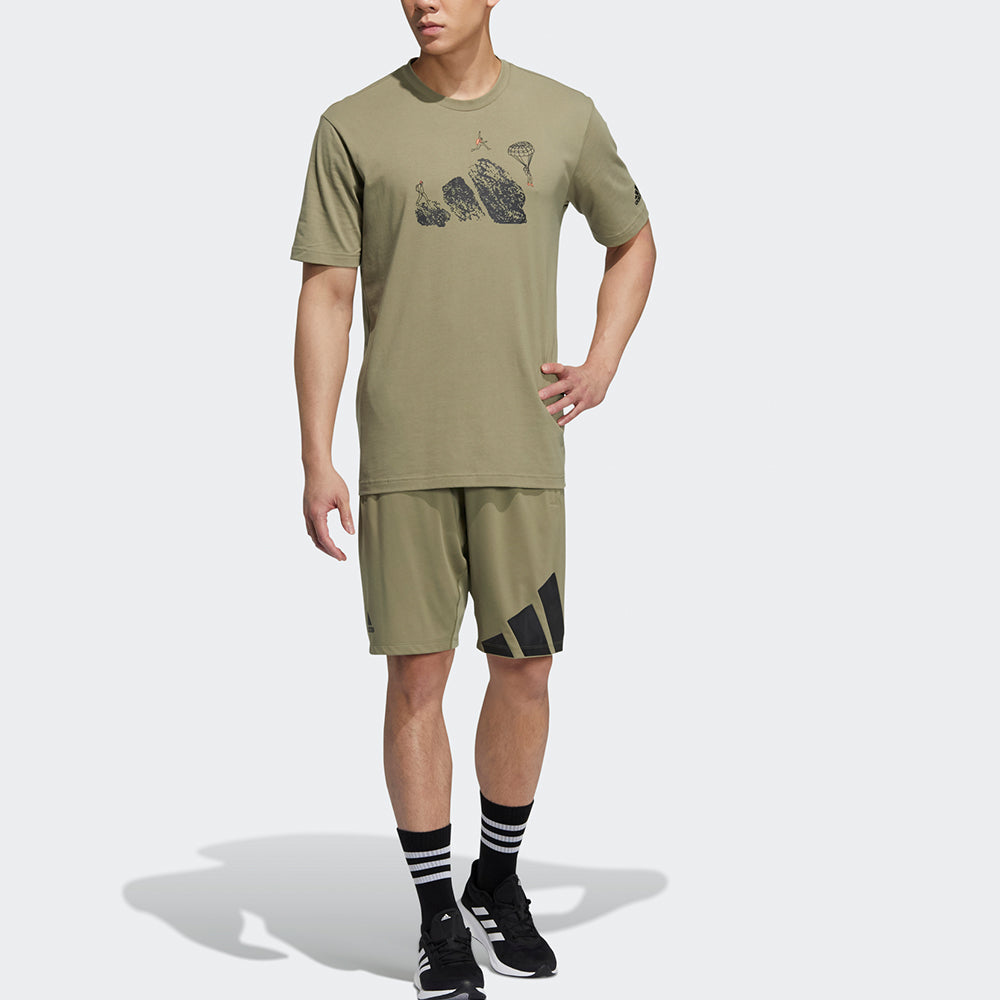 adidas Jump Gfx Ss T Cartoon Pattern Round Neck Sports Short Sleeve Green H20796