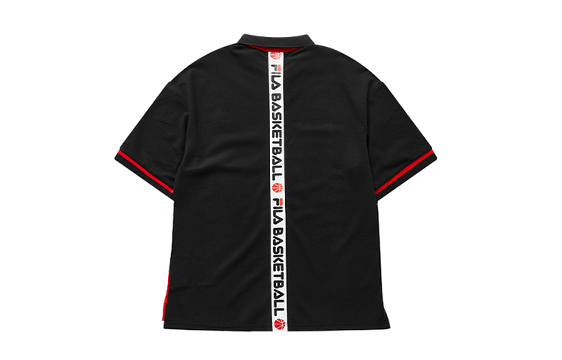 FILA FUSION Alphabet Logo Printing Short Sleeve Polo Shirt Black T11M022105F-BK