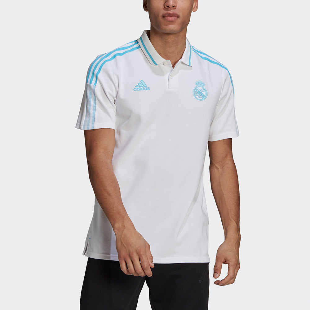 adidas Real Polo Real Madrid Soccer/Football Sports Short Sleeve Polo Shirt White GS0403