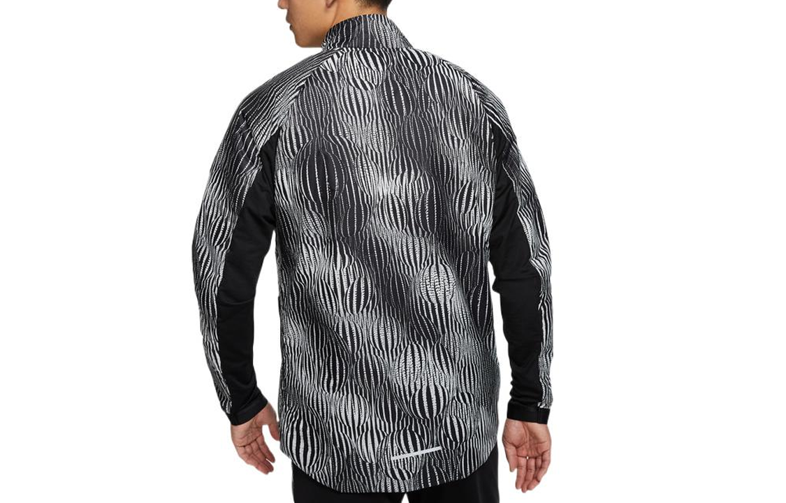 Nike Colorblock Printing Pattern Half Zipper Stand Collar Long Sleeves Jacket Black CK0036-808