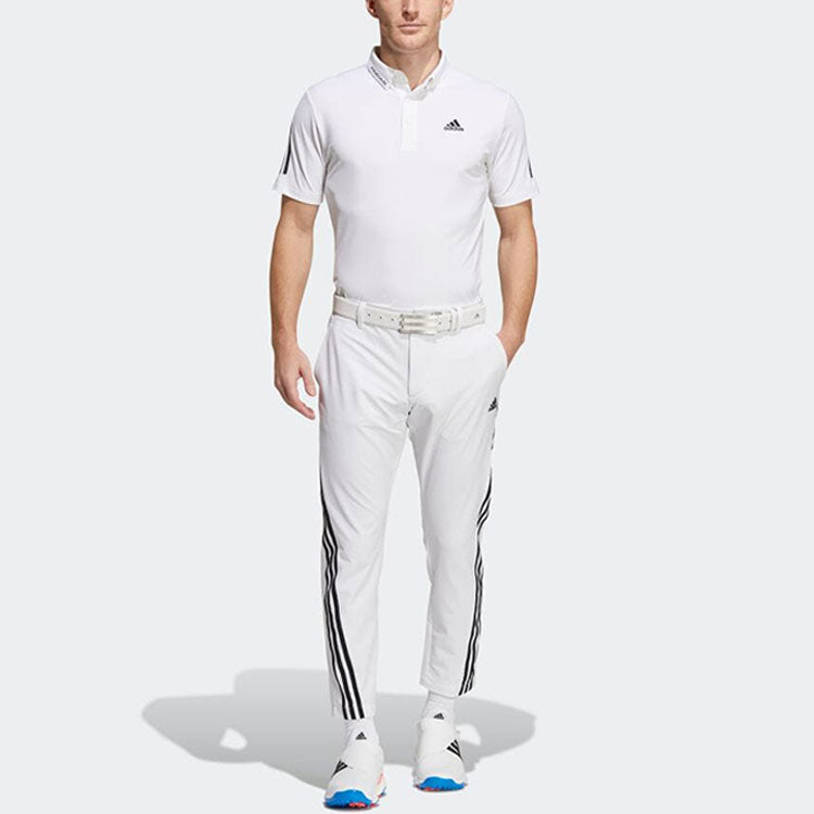 Men's adidas Solid Color Logo Stripe Printing Casual Long Pants/Trousers White HA3282