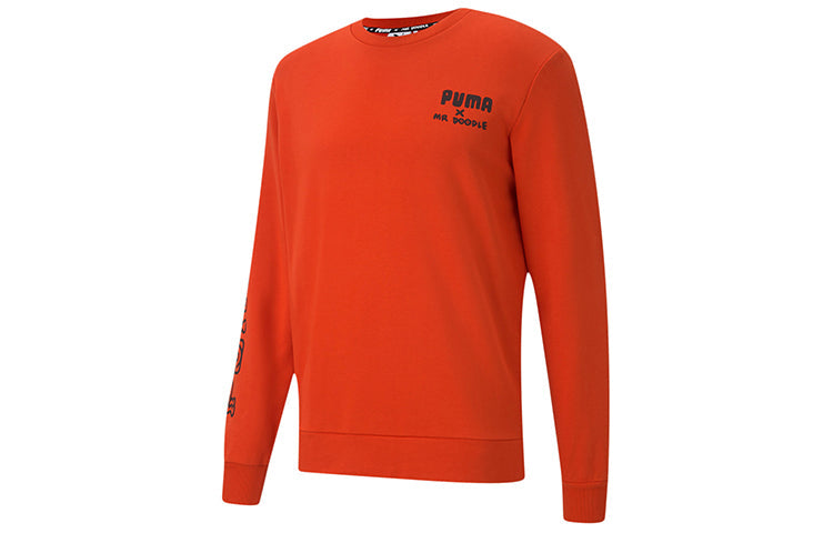 PUMA x MR DOODLE CREW Crossover Athleisure Casual Sports Round Neck Pullover Orange 598682-20
