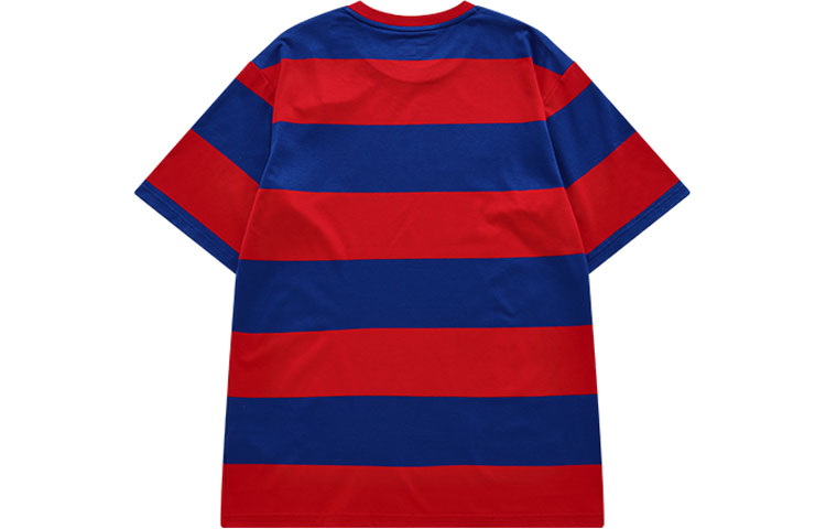 FILA FUSION Contrasting Colors Stripe Loose Sports Round Neck Short Sleeve Couple Style Blue T11U135109F-BU