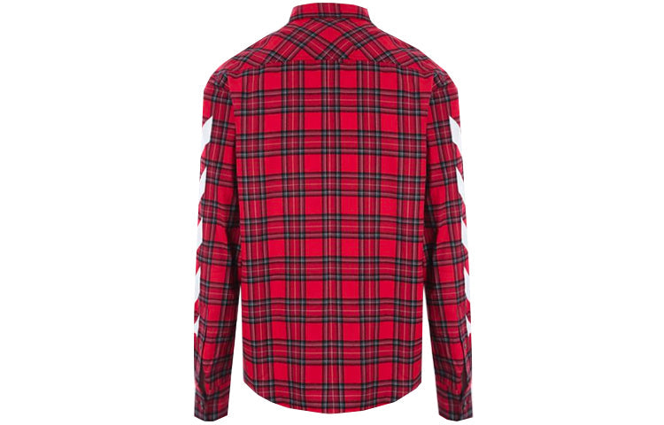 Off-White SS21 Plaid flannel Long Sleeves Shirt Loose Fit Red OMGA133S21FAB0012501