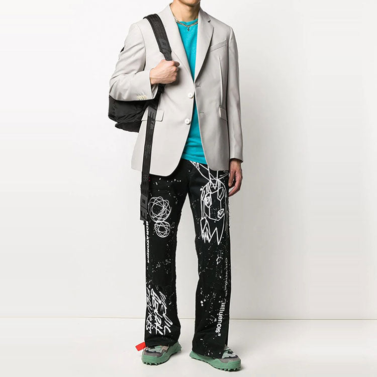 Off-White Futura Crossover Printing Casual Pants Black OMYA075S20D050501001