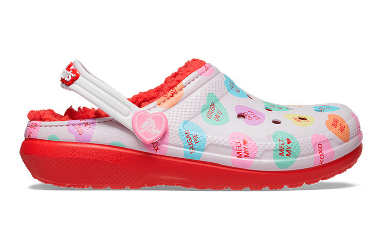 (GS) Crocs Classic Lined Elevated Sweethearts Clogs 'Red White' 207738-119