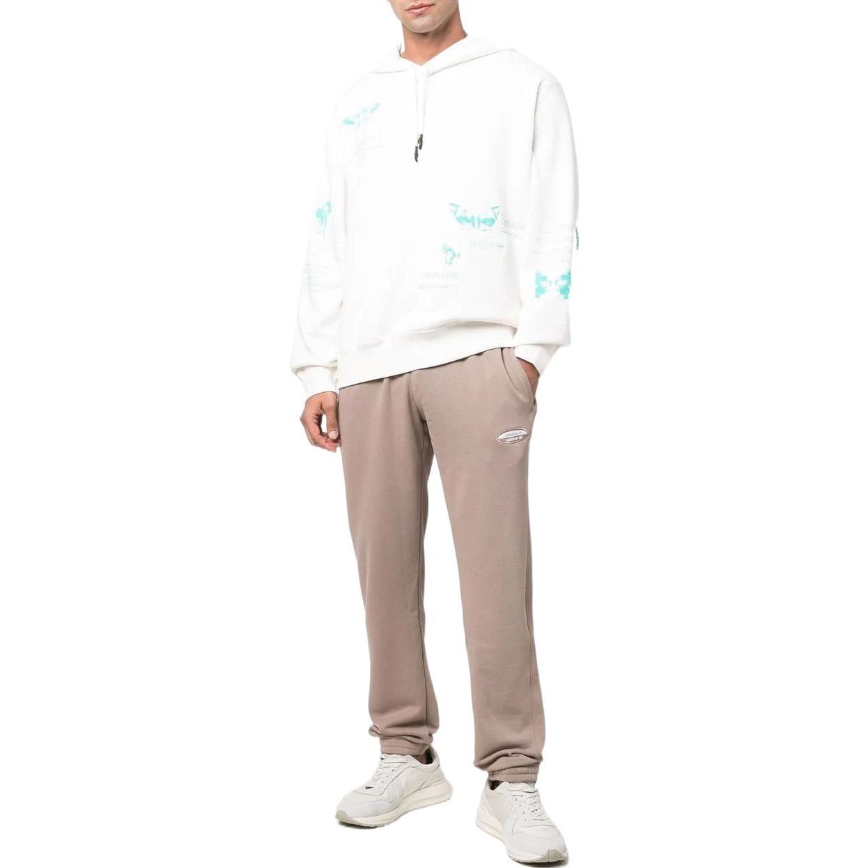Men's adidas originals Butterfly Printing Hooded Drawstring Long Sleeves White HF4793