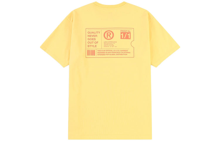 Men's Levis Printing Round Neck Pullover Short Sleeve Yellow 87373-00041