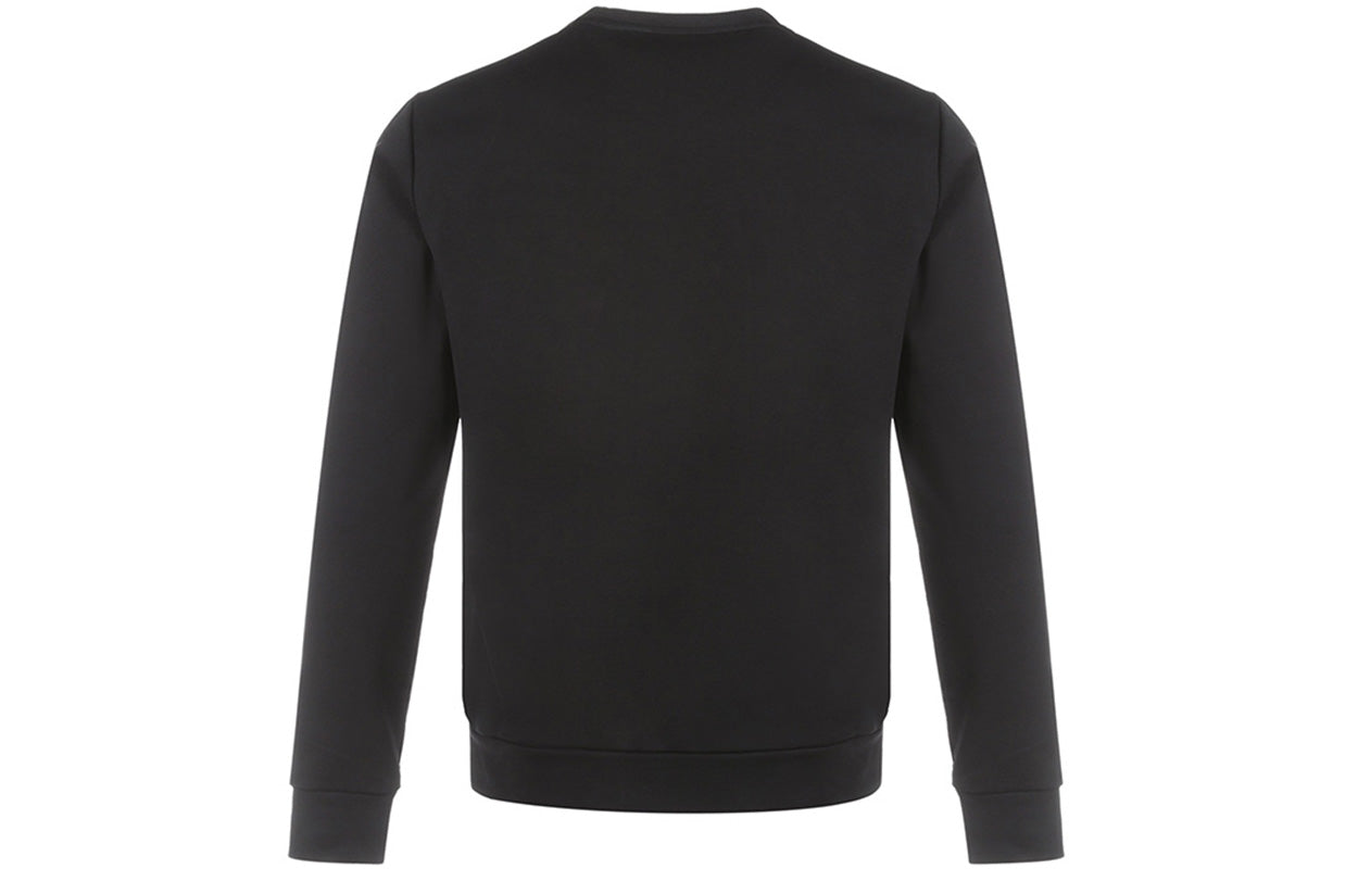 Men's FENDI Logo Embroidered Round Neck Long Sleeves Black FAF535AD3RF0GME