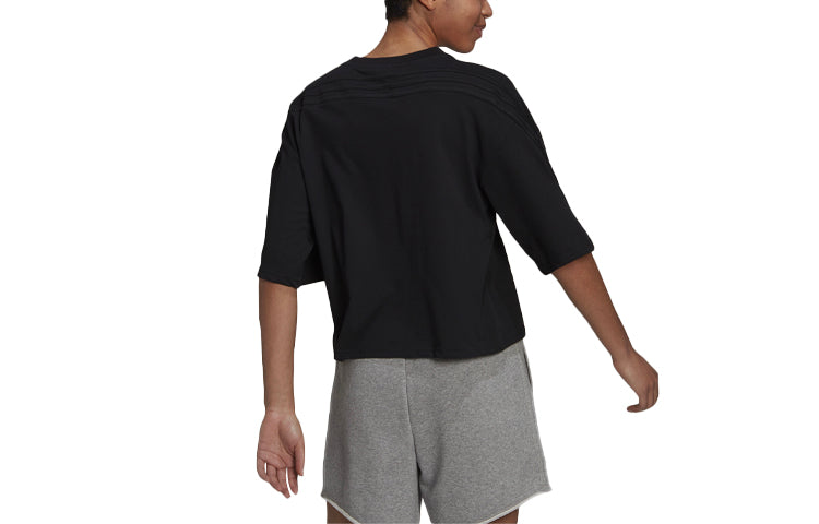 (WMNS) adidas Solid Color Loose Round Neck Short Sleeve Black HB2970