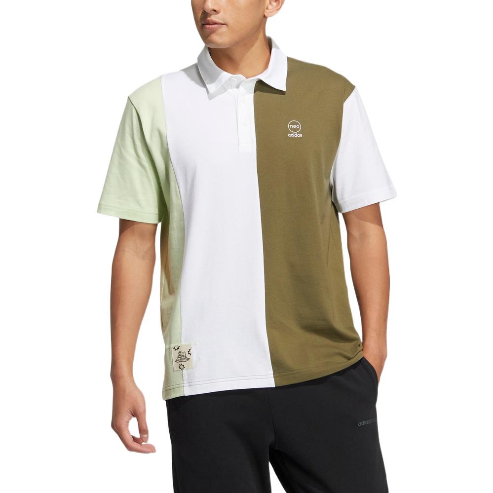 adidas neo Colorblock Casual Short Sleeve Polo Shirt Green White HS6810