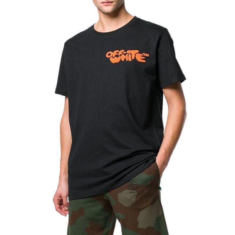 Off-White Logo Printing Short Sleeve Ordinary Version Black OMAA027R191850141019