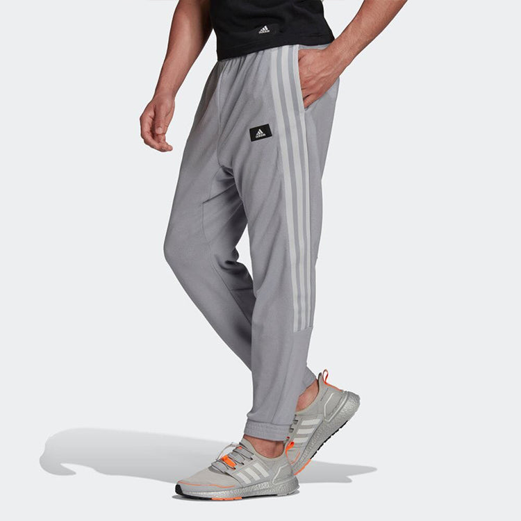 Men's adidas Fi Trvl 3-Stripes Sweatpants Casual Breathable Stripe Sports Pants/Trousers/Joggers Japanese Version Gray HE2264