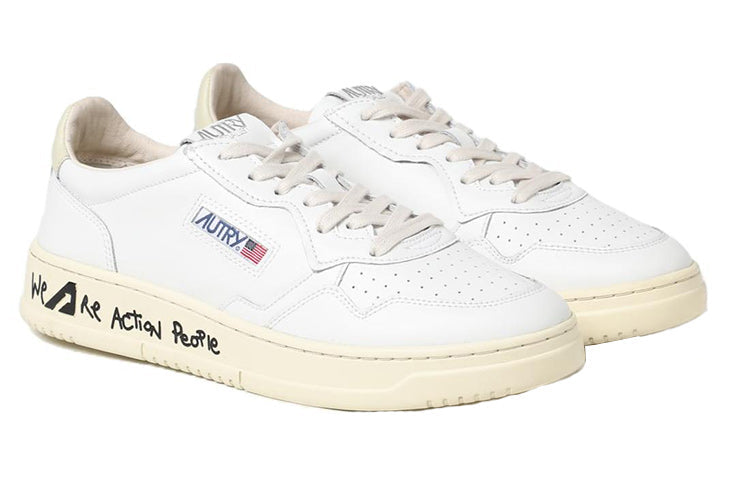 Autry Medalist Words Low Leather 'White' AULM-LD10