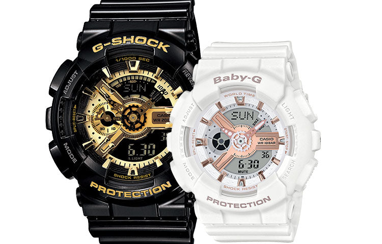 CASIO Baby-G 'Black & White' BA-110RG-7APR+GA-110GB-1APR