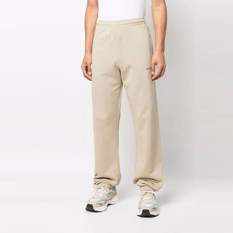 Men's Off-White FW22 Twill Printing Bundle Feet Sports Pants/Trousers/Joggers Loose Fit Beige OMCH029S22FLE0031710