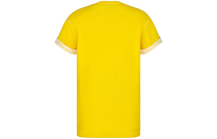 DIOR And Shawn Stussy Collaborative Letter Logo Print Oversized Short Sleeve For Men Yellow 033J625E0554-C200