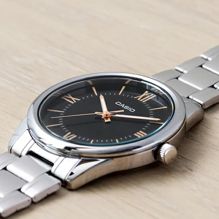 Casio Dress Classic Minimalistic Analog Watch 'Silver Black' MTP-V005D-1B5