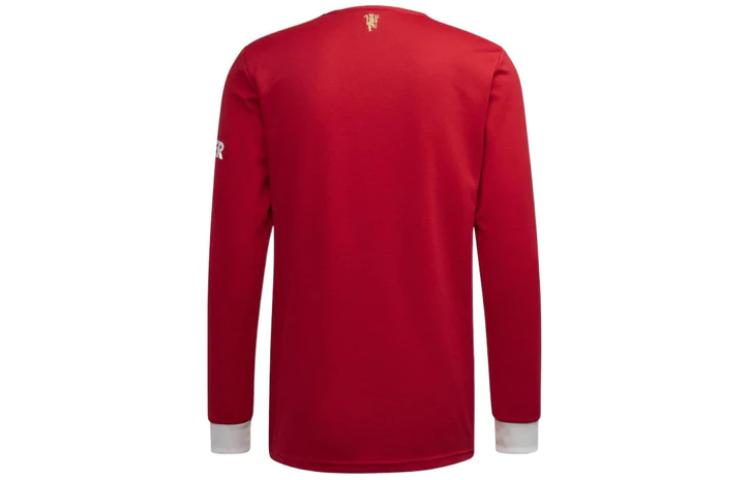 adidas 21/22 Season Manchester United Colorblock Stripe Round Neck Casual Long Sleeves Red H58696