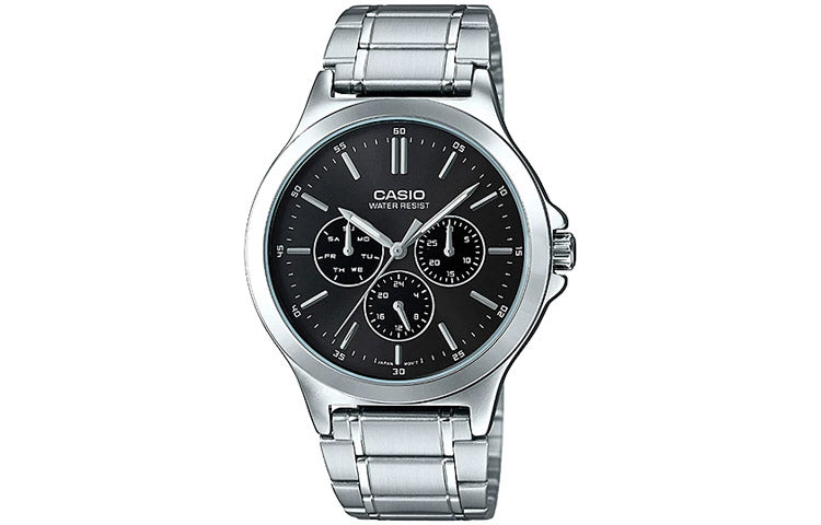CASIO Couple Quartz Waterproof Stainless Steel Strap Black Analog MTP-V300D-1A&LTP-V300D-1A