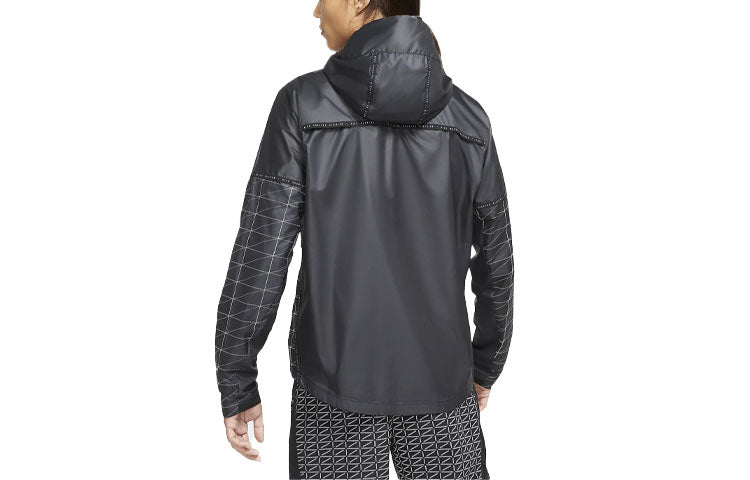 Nike Flash Run Division Solid Color Alphabet Running Jacket Black CU7869-010